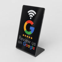 Detalle de la tarjeta NFC Reseñas Google en negro